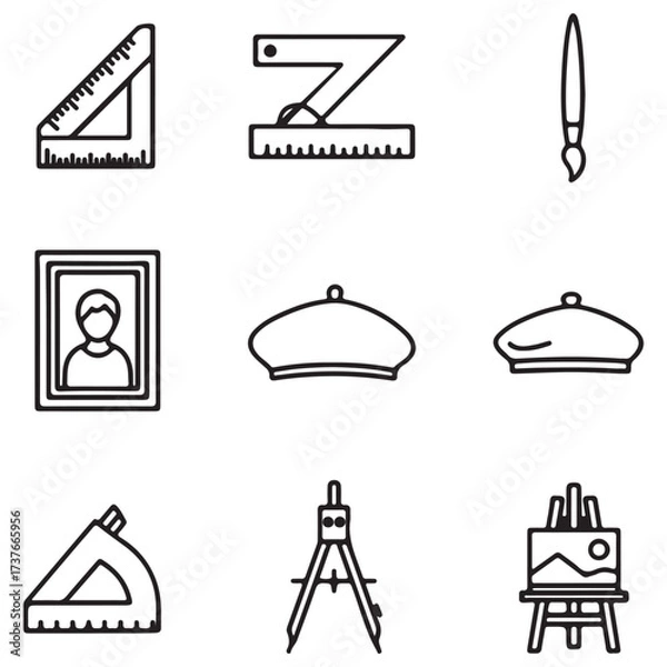 Fototapeta Diverse Collection of Art, Drawing, and Design Tools Icons