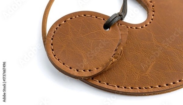 Fototapeta Two tan leather tags with stitching