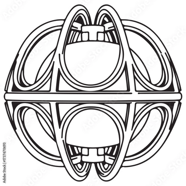 Fototapeta Decorative Abstract Symmetrical Ornament with Stylized Elements