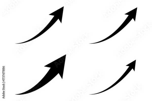 Fototapeta Set of arrows. Arrows up. Black arrow icons. Curved arrows.