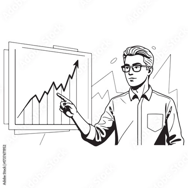 Fototapeta Professional presenting growth chart and data analysis