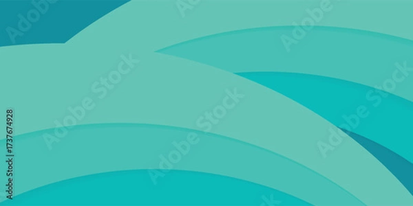 Fototapeta Wave papercut abstract teal background. Vector illustration for your graphic design