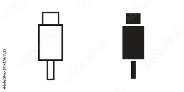 Fototapeta USB type c icon art in black and white