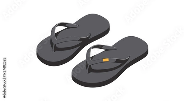 Obraz Isometric black sandals perfect for summer beach days