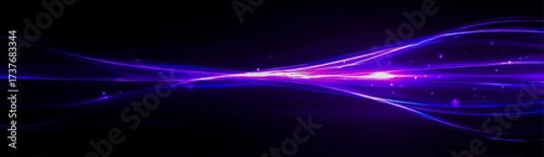 Fototapeta Abstract glowing purple energy trails and light streaks on a dark background