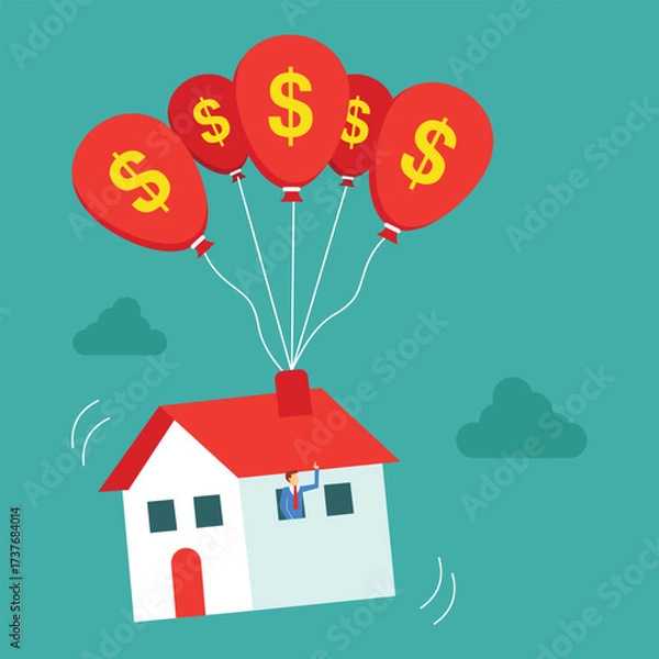 Obraz Flat houses are described as floating because house prices are always rising higher and higher.