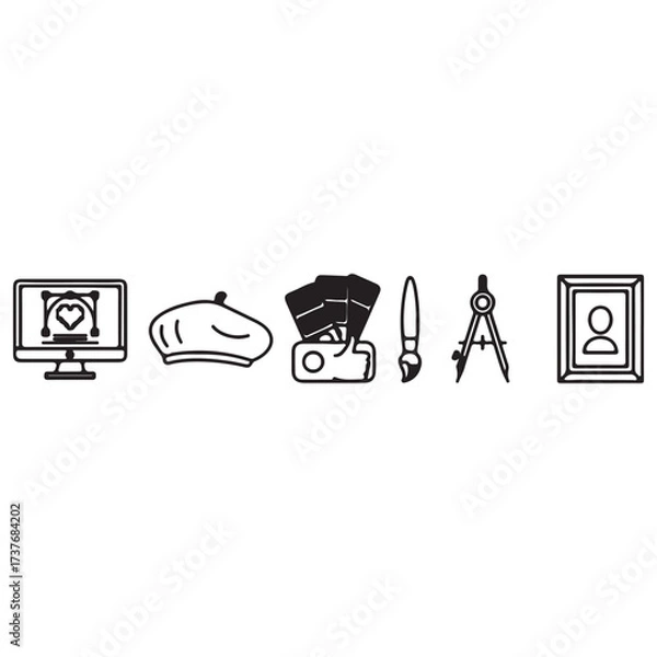 Fototapeta Creative Art and Design Tools Line Icons Collection