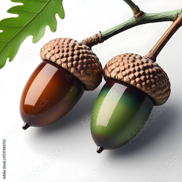 Obraz two acorns on a white background
