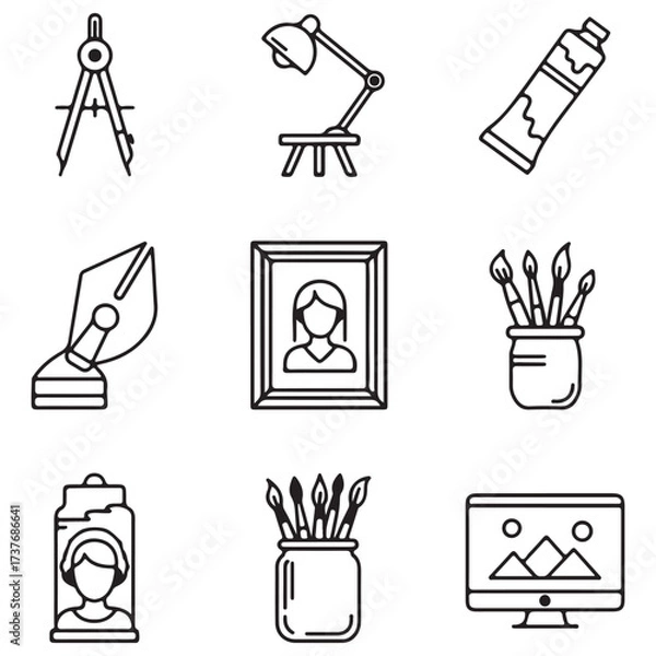 Fototapeta Art, Design, and Creativity Line Icons Collection