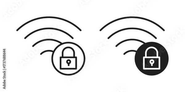 Fototapeta Wifi security icon art in black and white