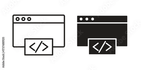 Fototapeta Web Code icon art in black and white