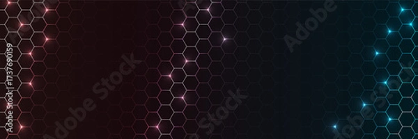 Fototapeta Geometric futuristic hexagon pattern, realistic abstract vector bg with honeycomb for bio, medical, scientific, technology.