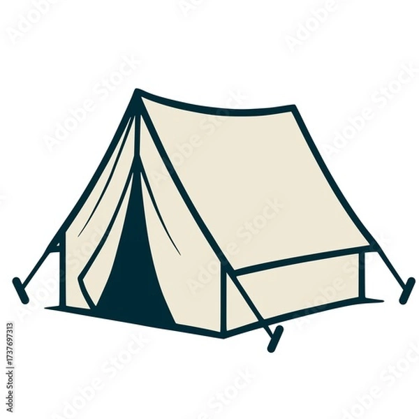 Fototapeta Minimal flat vector illustration of a camping tent. Outdoor, travel, and adventure symbol.