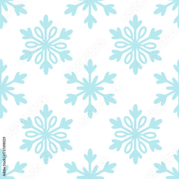 Fototapeta Seamless blue snowflake pattern for winter background design