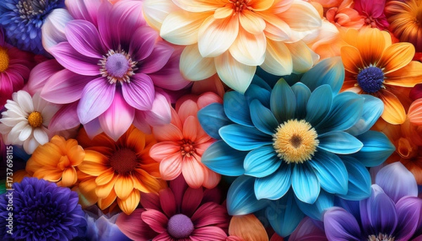 Obraz Beautiful Multi Colored Abstract Flowers