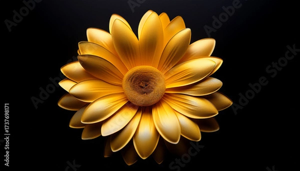 Obraz Yellow Flower On Black Background