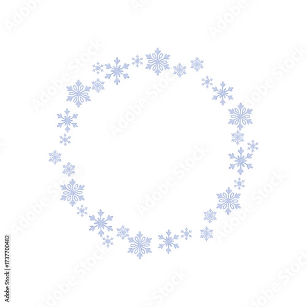 Fototapeta Circular snowflake frame for winter design