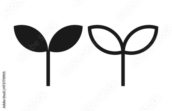 Fototapeta Plant icons. Simple plants seedling symbols design elements. Line icon. Vector illustration.