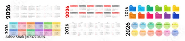 Fototapeta Calendar for 2026 isolated on a white background