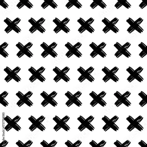 Fototapeta Seamless pattern with hand drawn cross symbols