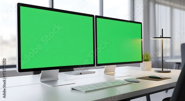 Fototapeta computer monitor with green screen