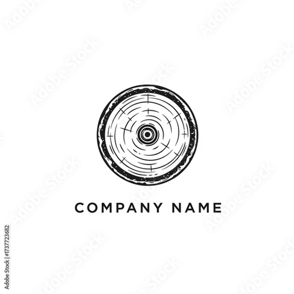 Obraz Detailed Wood Slice Illustration with Concentric Rings and Rough Texture.