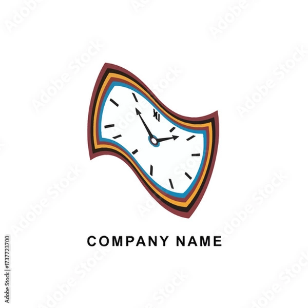 Obraz Distorted Clock Face with Roman Numerals and Colorful Frame Design.