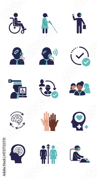 Obraz Diversity and Inclusion Icons - Accessibility, Support, and Equality.