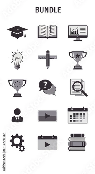 Obraz Educational Bundle - Icons for Learning, Knowledge, and Achievement.
