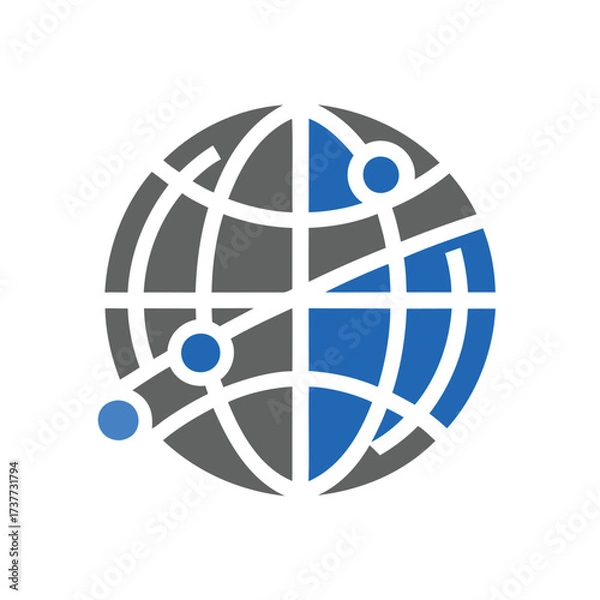 Obraz Abstract globe network connection and data flow icon