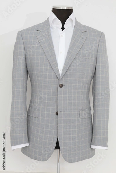 Obraz Elegant gray plaid suit jacket on a mannequin