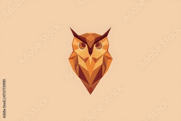 Fototapeta Abstract Polygon Owl Logo Design with Warm Earthy Tones and Modern Style