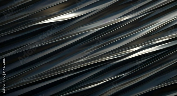 Fototapeta Abstract close-up photography of blurred metallic lines with cinematic lighting conveying a dramatic mood.