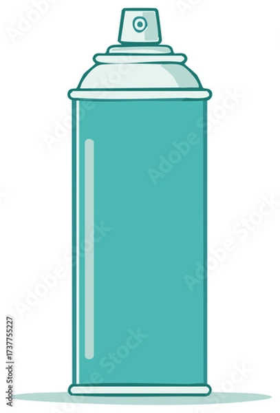 Fototapeta Turquoise aerosol spray can with a light blue cap and nozzle on a white background with a light shadow