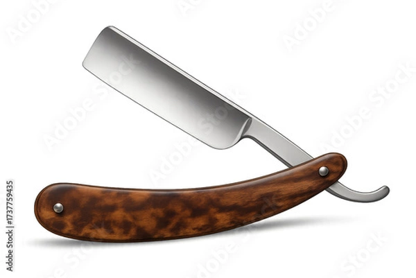 Obraz Straight razor with wooden handle for shaving and grooming