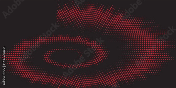 Fototapeta Futuristic minimal tech red black halftones dotted circles abstract background. Geometric vector design