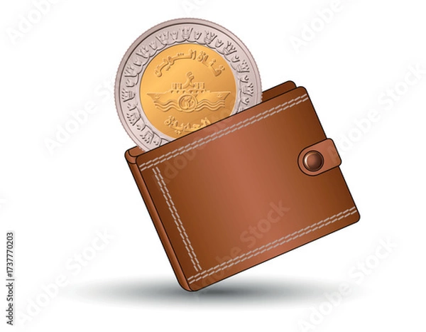 Fototapeta 1 pound Opening of the New Suez Canal. A Egyptian 1 pound coin into the wallet.