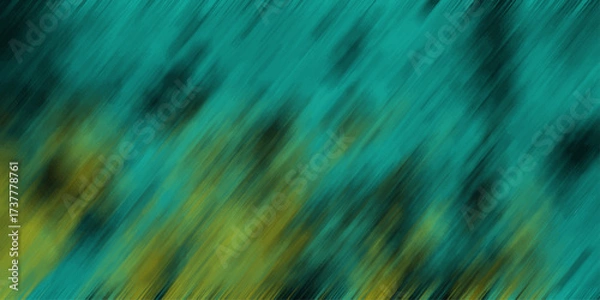 Fototapeta Diagonal abstract brush strokes in teal and yellow with blurred motion effect creating a dynamic and energetic background for artistic applications