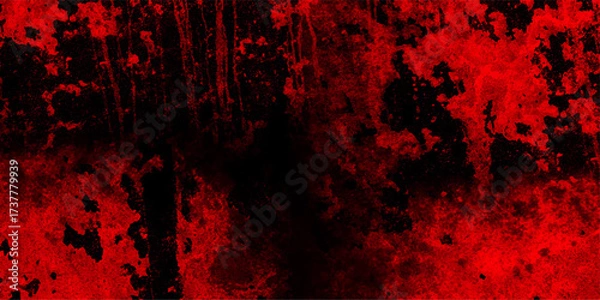 Fototapeta Fiery red abstract grunge texture with deep black background, featuring distressed splatters and a raw, intense visual impact