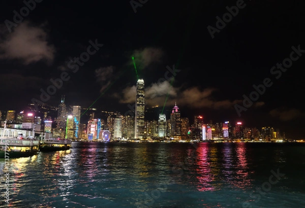 Fototapeta Hong-Kong de nuit, vue de Kowloon.