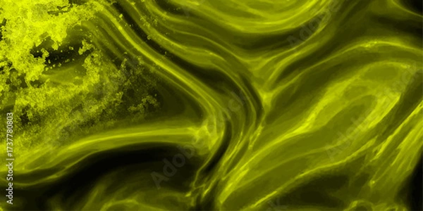 Fototapeta Vibrant abstract fluid art with swirling yellow and green luminous waves and organic liquid textures for digital backgrounds and creative projects