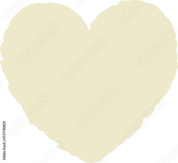 Fototapeta Beige heart vector, rough outline love symbol, minimal romantic shape, neutral tone illustration, emotional design, simple decorative element, stock art