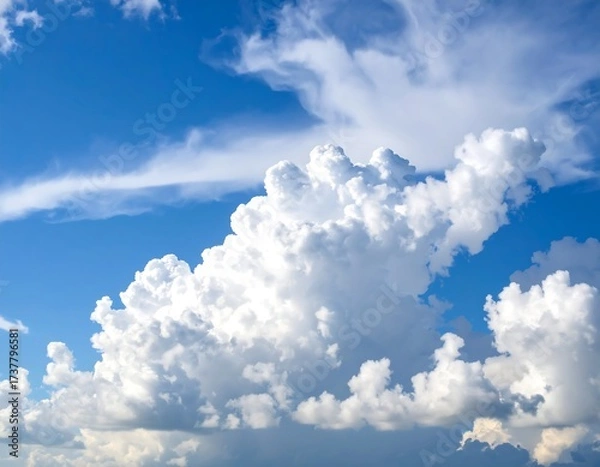 Obraz Fluffy white clouds in a blue sky