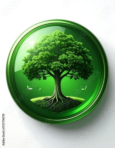 Obraz Tree inside Green Orb, Nature Symbol