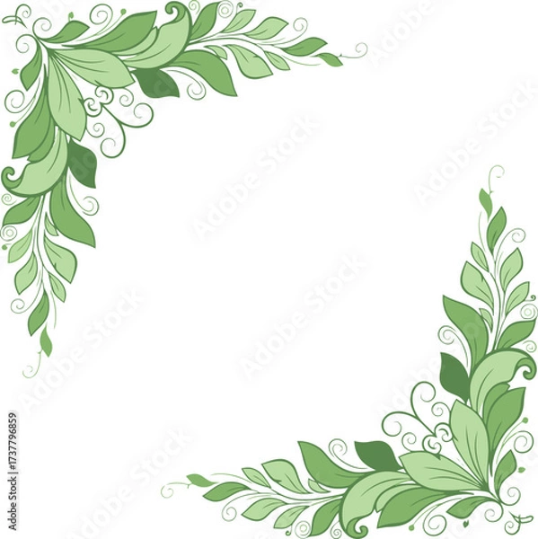 Fototapeta Vector decorative organic leaf motif corner frame, eco botanical border for packaging and branding