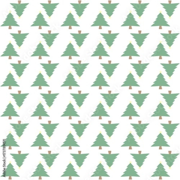 Fototapeta A festive seamless pattern with repeated light green Christmas trees arranged in a simple and modern style.