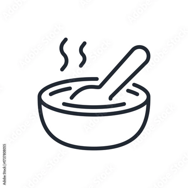 Fototapeta Food bowl editable stroke outline icon isolated on white background flat vector illustration. Pixel perfect. 64 x 64.