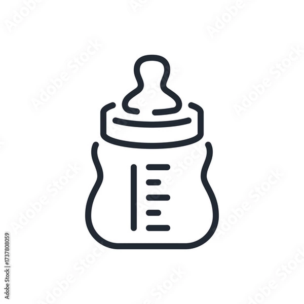 Fototapeta Baby milk bottle editable stroke outline icon isolated on white background flat vector illustration. Pixel perfect. 64 x 64.