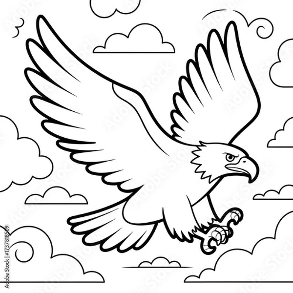 Fototapeta flying eagle outline