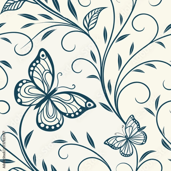 Fototapeta Minimalist Seamless Vector Pattern with Single Line

